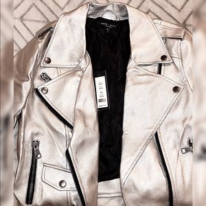 Hot Metalic/Silver Leather Jacket. New and Unused